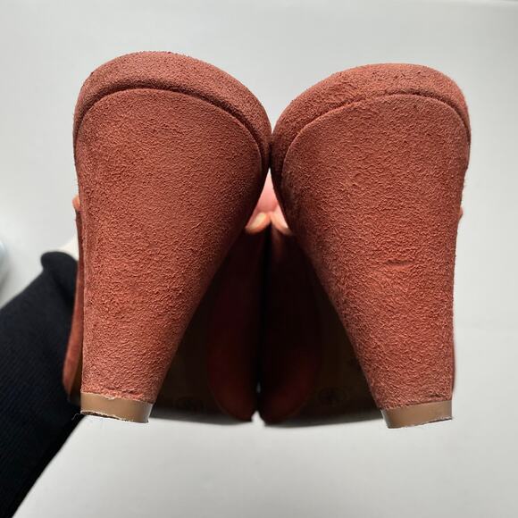 42 GOLD Brand Overcome Mule Heels In Tobacco Suede, Pink, Heels Women's Size 6.5 - Picture 8 of 11
